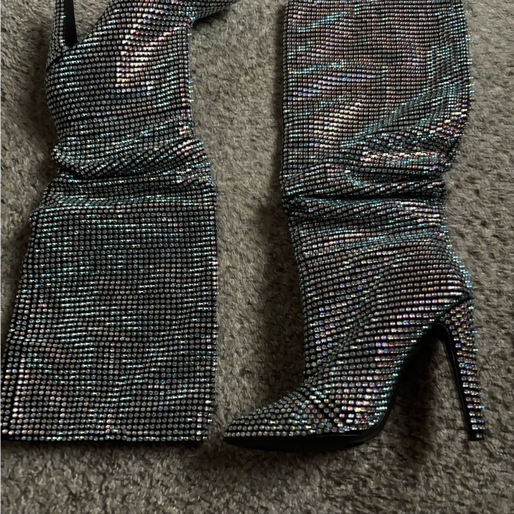 Stunning Silver Rhinestone Women's Boots